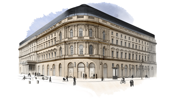 Europejski Warsaw Raffles Facade Watercolor